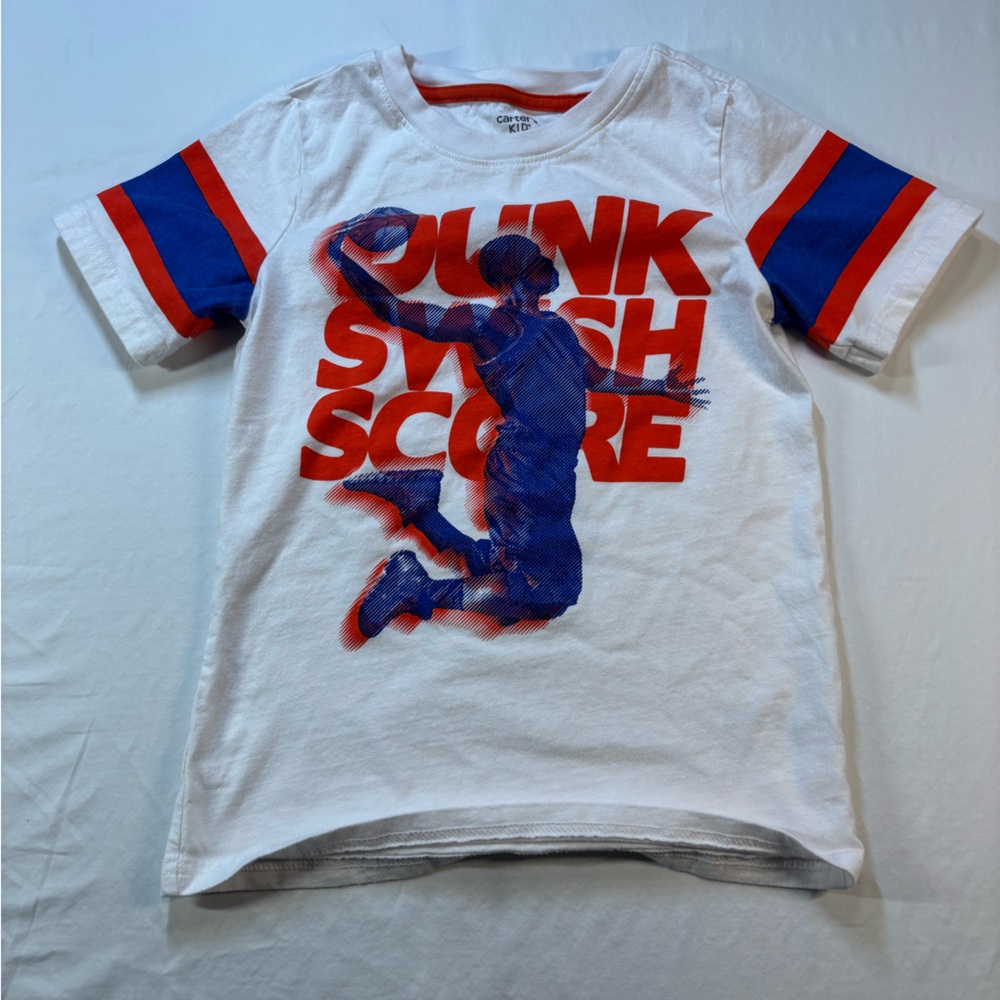 Carter's White Tee with Red and Blue Basketball Graphic